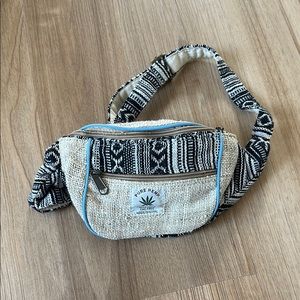 Pure Hemp Black and Cream Patterned Waist Bag